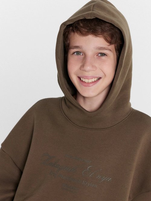 Худи для мальчиков оверсайз коричневое из коллекции "Zakaзnik El’nya / Заказник Ельня", фото 4 из 7