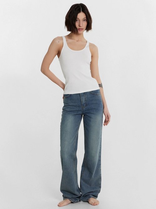 Джинсы женские синие с эффектом выцветания, фото 3 из 6