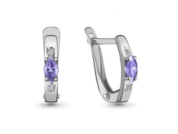 Серьги с английским замком Aquamarine, серебро 925 проба, вставка фианит