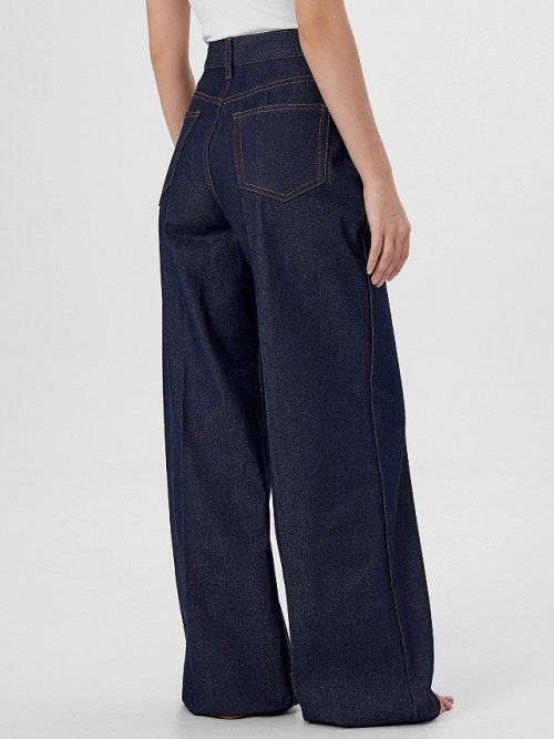 Джинсы женские Wide leg fit темно-синие с высокой посадкой, фото 3 из 14