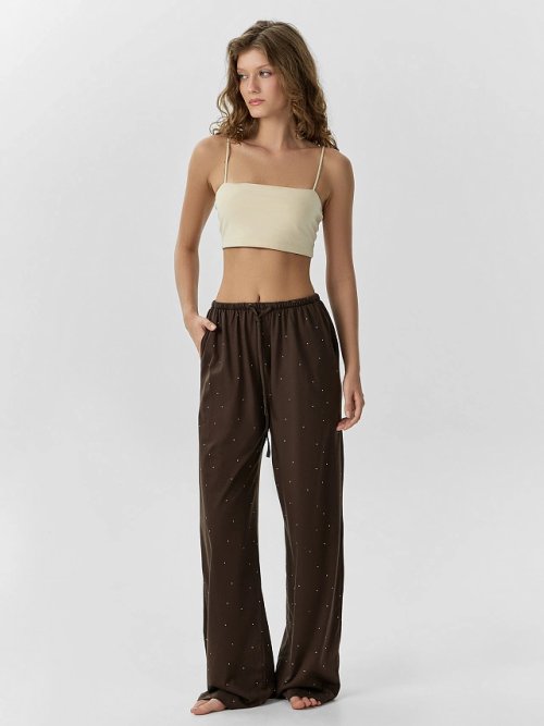 Брюки домашние женские коричневые, фото 4 из 12