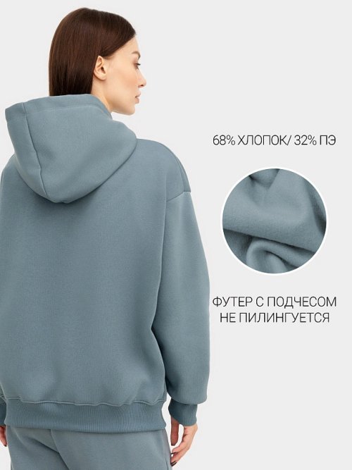 Худи женское в сине-морском оттенке, фото 2 из 40