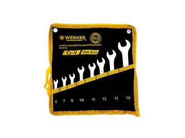 Набор ключей комбинированных 8 шт Werker 6,7,8,10,11,13,15,19 ткань на акции в магазинах Ома