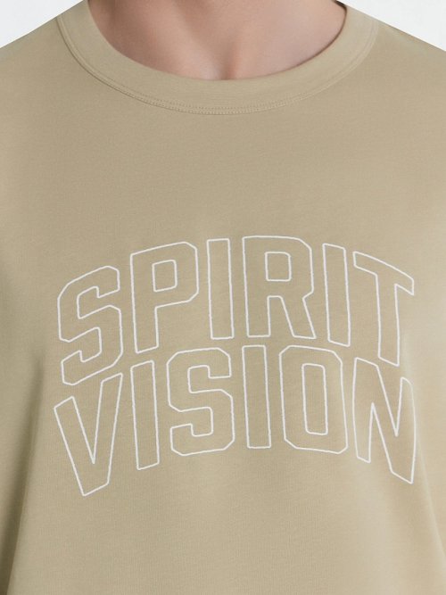 Мужская футболка бежевая с надписью "Spirit vision", фото 4 из 5