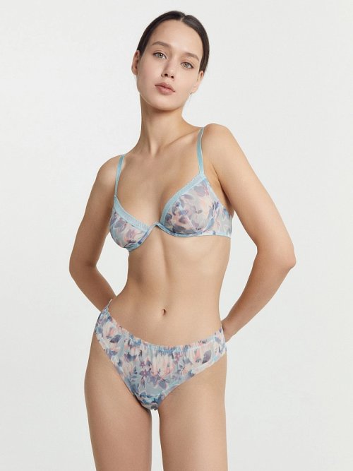 Бюстгальтер женский мятно-зеленый с крупными цветами, фото 4 из 21