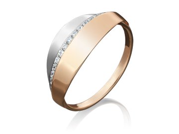 Кольцо декоративное Platina Jewelry, комбинированное золото 585 проба, вставка фианит