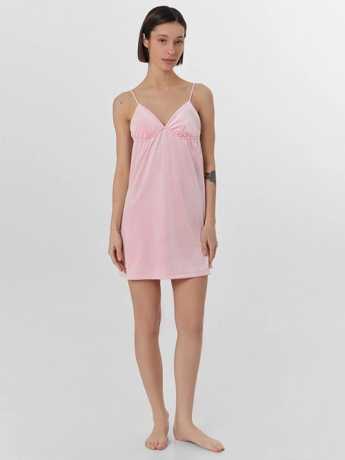 Платье домашнее женское велюровое розовое, фото 1 из 10