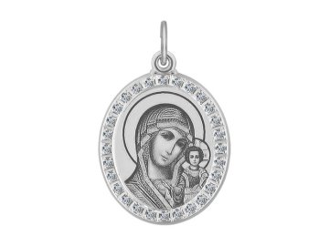 Подвеска Казанская, серебро 925 проба, вставка фианит