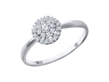 Кольцо помолвочное Diamant, белое золото 585 проба, вставка фианит