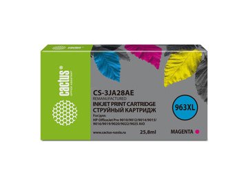 Картридж струйный Cactus CS-3JA28AE 963XL пурп.пигм. (25.5мл) для HP OfficeJet Pro 9010/9010e/9012/9014/9015/9016/9019