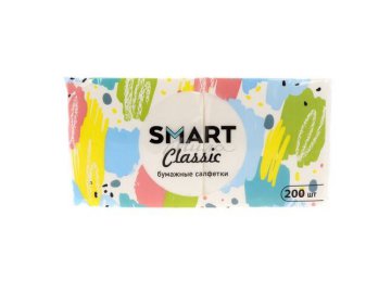 Салфетка бумажная SMART белая, 200 листов