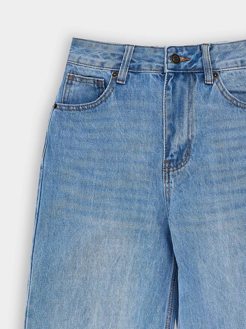 Джинсы женские wide leg голубые со средней посадкой, фото 6 из 16