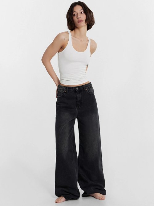 Джинсы женские Wide leg fit серые, фото 4 из 28