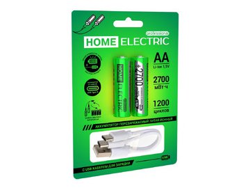 Аккумулятор HOME ELECTRIC АА HR06 2700 mWh Type-C