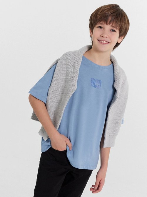 Футболка для мальчиков синяя с принтом "staying with power", фото 1 из 5