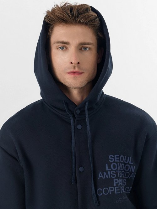 Толстовка мужская синяя из футера с начесом, фото 4 из 7