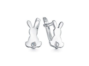 Серьги детские Zlato, серебро 925 проба, вставка фианит