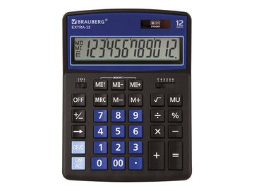 Калькулятор BRAUBERG Extra 12-BKBU 250472 (черный/синий)