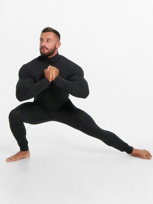 Джемпер "Термо" из бамбука и шерсти с воротником-стойкой в оттенке "антрацит", фото 9 из 27