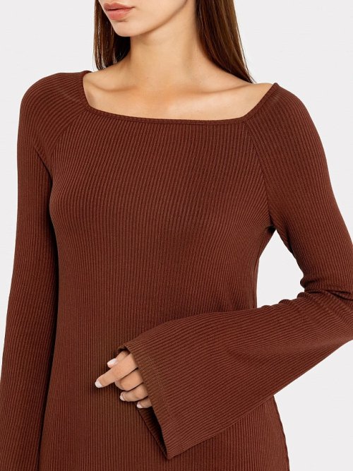 Платье женское в коричневом оттенке из вискозы, фото 4 из 4