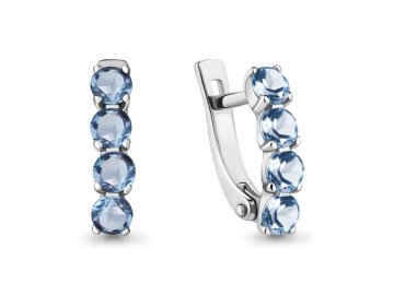 Серьги с английским замком Aquamarine, серебро 925 проба, вставка топаз