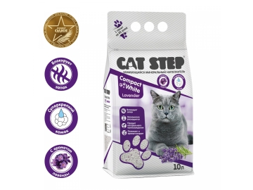 Бентонитовый комкующийся наполнитель Cat Step, с ароматом лаванды, Compact White Lavеnder, 8,4 кг (10 л) в Минске Зообазар