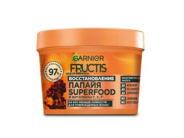 Маска для волос GARNIER Fructis Superfood Папайя восстановление для поврежденных волос, 390 мл