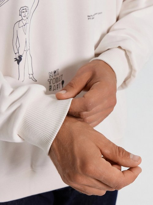 Худи мужское бело-бежевое с печатью, фото 7 из 7