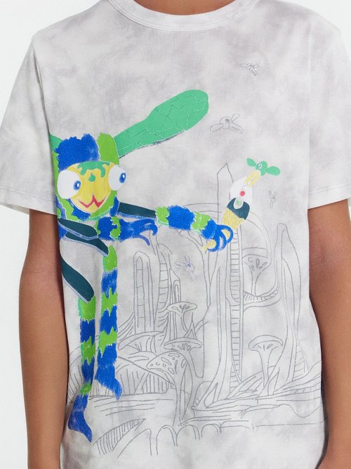 Футболка для мальчиков светло-серая с дизайнерским принтом, фото 5 из 5