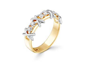 Кольцо декоративное Prestige, красное золото 585 проба, вставка бриллиант
