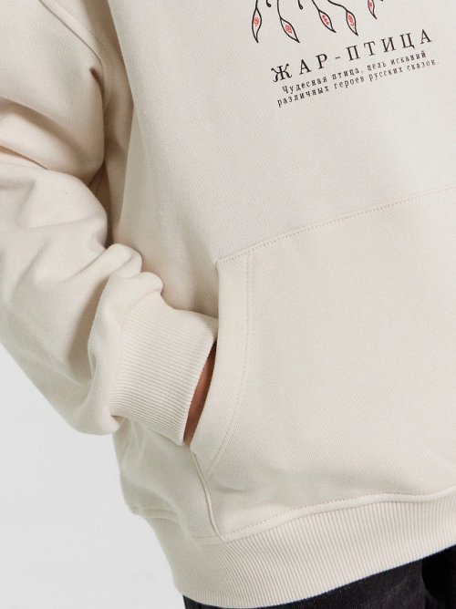 Худи для девочек бело-бежевое с Жар-Птицей, фото 9 из 9