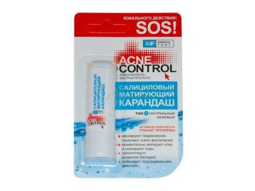 Карандаш салициловый MEDICALFORT Acne Control матирующий, тон 1, 4.4 г Мила