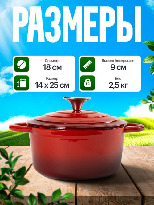 Кокот чугунный эмалированный Potty 1,5 л, фото 2 из 33