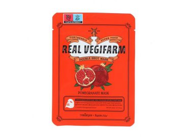 Тканевая маска для лица FORTHESKIN Super Food Real Vegifarm Double Shot Mask - Pomegranat с экстрактом граната
