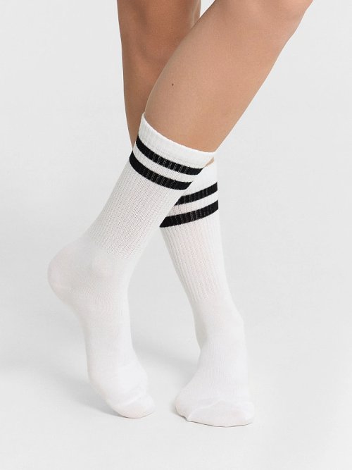 Носки женские белые высокие в наборе, 3 пары, фото 3 из 6