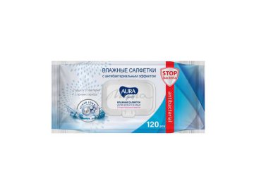 Салфетки влажные AURA Family Антибактериальные для всей семьи, 120 шт в Могилеве Мила