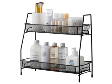 Полка для ванной ILLU 2-х ярусная, металл 33x31 (черная) 240305-1A в Жодино Ома