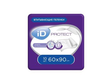 Пеленки одноразовые ID PROTECT впитывающие 60*90 см, 10 шт.