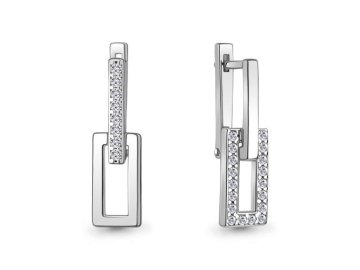 Серьги длинные Aquamarine, серебро 925 проба, вставка фианит