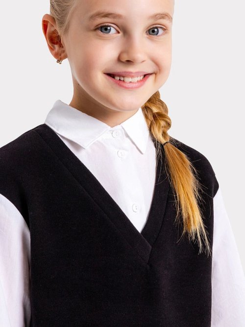 Джемпер-обманка для девочек в черном оттенке, фото 4 из 4