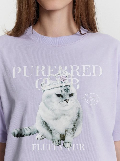 Футболка женская лавандовая с принтом и надписью "Purebred club", фото 4 из 20