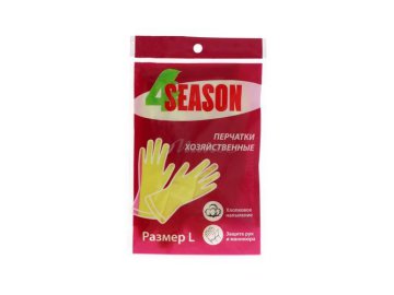 Перчатки для уборки 4SEASON латексные c хлопковым напылением, размер L