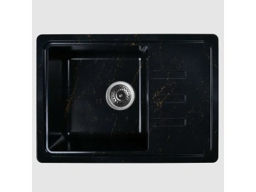 Мойка из каменной крошки WISENT WB15-14 (мрамор черно-золотой) 435х620х220 без сифона