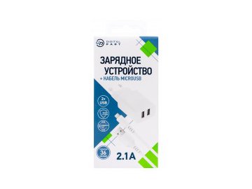 Сетевое з/у digitalpart wc-250 2.1a с кабелем microusb (белый) в Орше Электросила