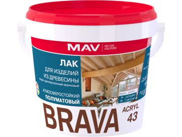 Лак BRAVA ACRYL 43 для изделий из древесины (ВД-АК-1043) полуматовый 1л (1кг)