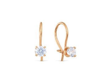 Серьги детские Karatov, красное золото 585 проба, вставка фианит