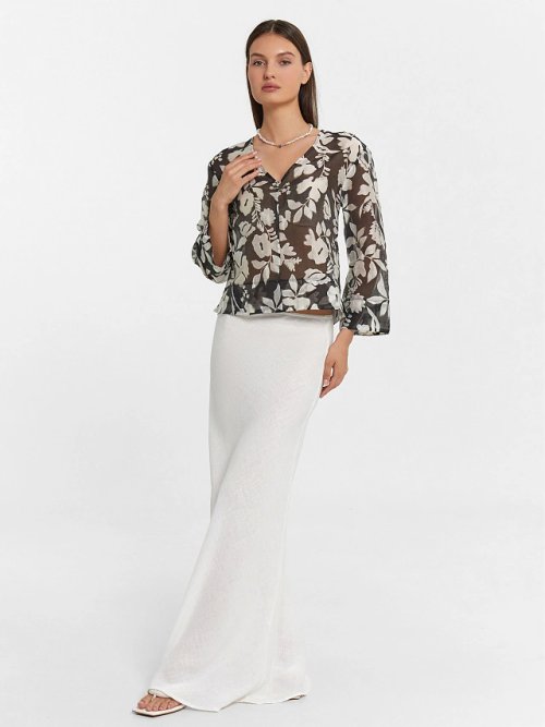 Блузка женская зеленая с цветочным принтом, фото 6 из 6