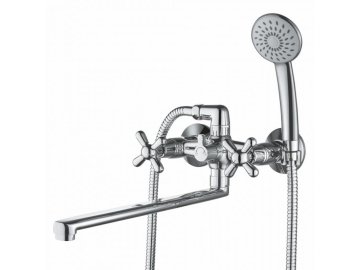 Смеситель для ванный GROSS AQUA Retro длинный излив 7016083C-35L(F) - Н