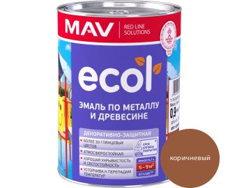 Эмаль ECOL по металлу и древесине (ПФ-115) коричневая глянцевая  1,0л (0,9 кг)