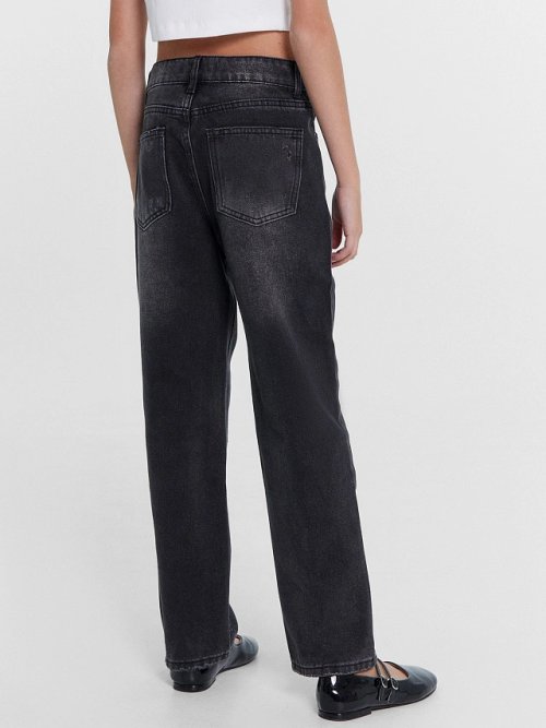 Брюки джинсовые для девочек в черном цвете, фото 3 из 5